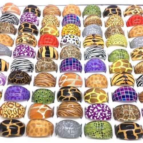 Wholesale 100pcs/pack Womens Rings Animals Pattern Resin Unique Party Jewelry Variety of styles dropshipping