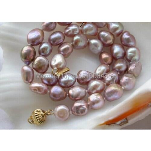 Free shipping 00184 17" 11mm lavender baroque freshwater pearl necklace