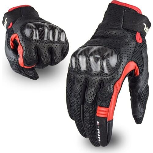 Summer Urban Motorcycle Gloves Street Moto Bicycle Cycling Racing Carbon Fiber Knuckle Sport Leather Motorbike Protective Gloves