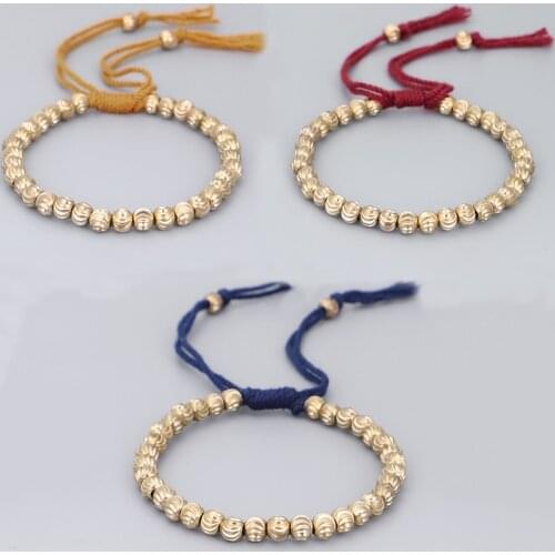 Handmade Tibetan Buddhist Braided Copper Beads Lucky Knot Bracelet Bangle Gifts
