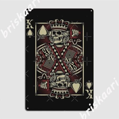 King Of Spades Skull Gift Men Poker Card Game Biker Grunge Metal Signs Painting Décor Club Bar Vintage Tin sign Posters