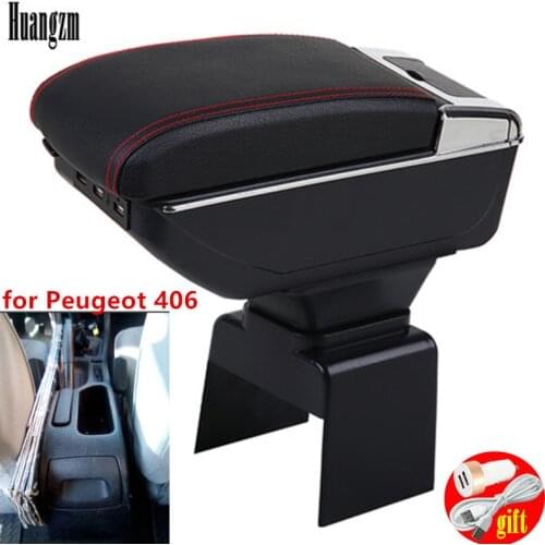 For Peugeot 406 armrest box universal car center console caja modification accessories double raised with USB