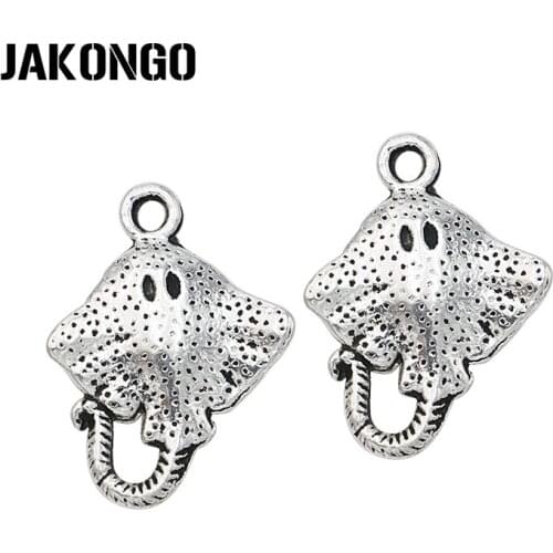 20pcs Ocean Fish Mobula Charms Antique Silver Pendants for Jewelry Making Bracelet Necklace Earrings DIY Handmade Craft 20x15mm