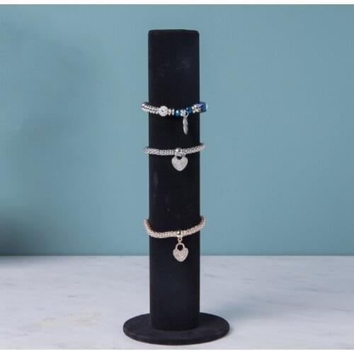 Hovering Straight Type Bracelet Necklace Jewelry Display Stand for Home Organization Black/Gray Velvet