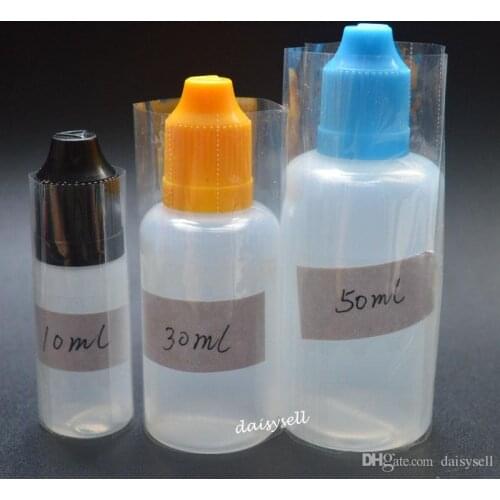 Clear PVC Heat Shrink Wrap Film for 10ml 15ml 20ml 30ml 50ml E Liquid Dropper Bottles Heat Shrink Film shrink seals for DHL Free