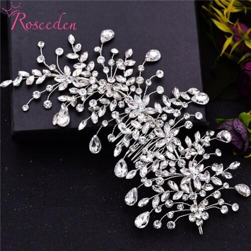Luxury Handmade Bride Hair Comb Flexible Crystal Rhinestone Bridal Headband Wedding Bridesmaids Hair Accessories RE4259