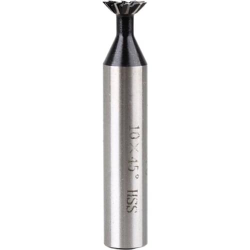 Silver Double-edged 45 Degree 10 Flutes 10mm Dia HSS Dovetail Cutter Metalworking End Mill