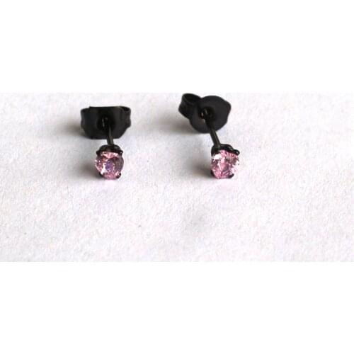 Titanium With Heart Shape AAA Zircon Stud Earrings 316L Stainless Steel Pink Heart Shape Earring Jewelry Allergy Free