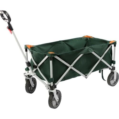 Collapsible Folding Cart with Wheels & Adjustable Handles, Outdoor Park Picnic Camping Utility Wagon