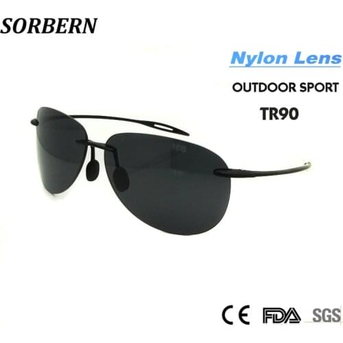 Oculos masculino Women Rimless Sunglasses Male TR90 Plastic Memory Sun Glasses Men Flexible Nylon Lens oculos de sol Shades Men