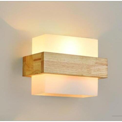 Modern Simple Led Wooden Wall Lamp Bedside LED Lighting Creative Study Living Room Balcony Staircase Wall Light Up Down