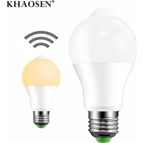 Led Lamp PIR Motion Sensor Night Light E27 12W Led Auto Energy Saving Lamp Bulb Infrared Motion Sensor AC85-265V Bombillas