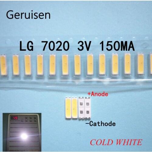 FOR LG Innotek LED LED Backlight Middle Power LED 0.5W 7020 3V Cool white 100PCS LCD Backlight for TV TV Applic LEWWS72R24GZ00