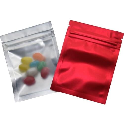 Heat Sealable Zip Lock Mylar Plastic Bag 100pcs/lot Matte Clear Front Red Grip Seal Ziplock Aluminum Foil Grocery Storage Bags