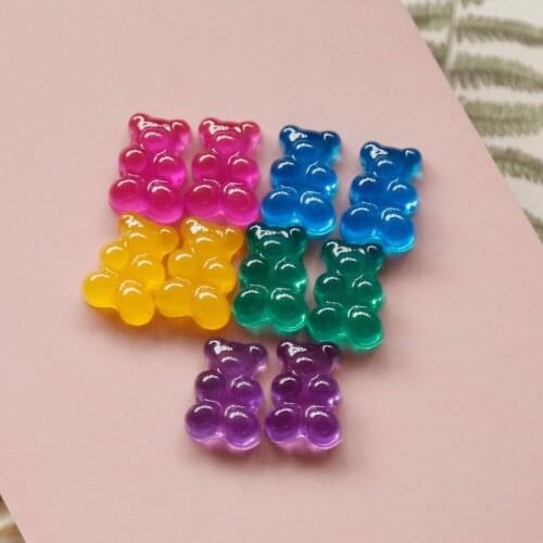 Vintage girl colored jelly-feeling translucent bear resin half-pill ear nail patch Coke bear DIY accessories