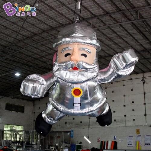 Factory Wholesales Hanging Inflatable Astronaut Santa Claus Father Christmas Balloon for Xmas Decoration LED light