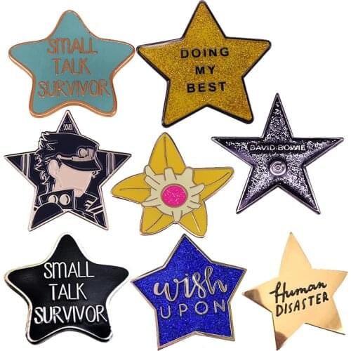 Cute Star Shape Brooch Small talk survivor Badge Wish upon Enamel Pin Gift