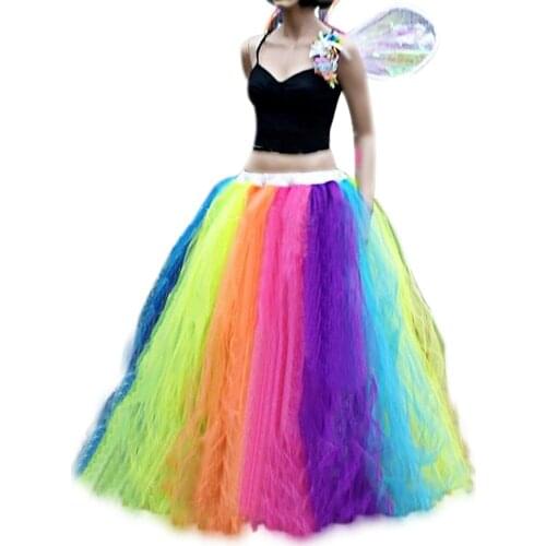 In Stock Princess Multi Tulle Women Rainbow Petticoat Underskirt Tutu Skirts for Party