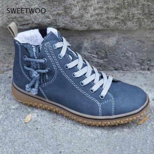 2021 Plus Size Ankle Boots Women Platform Low Heels Womens Boots Buckle Shoes Thick Heel Short Boot Ladies Drop Shipping