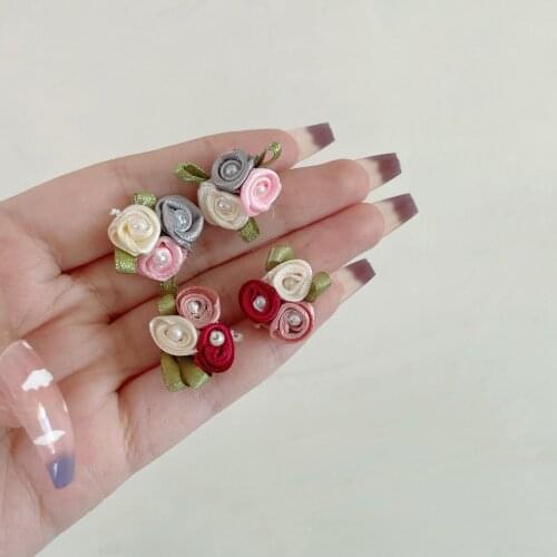 Korean Trend Vintage Aesthetic Flower Pearl Stud Earrings For Women Girls Dating Travel Birthday Jewelry Accessories Gift