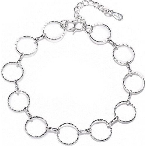 925 Sterling Silver Elegant Chain Style Bracelets For Womens Bangle Lucky Round Hollow Link Bracelet Birthday Party Gifts