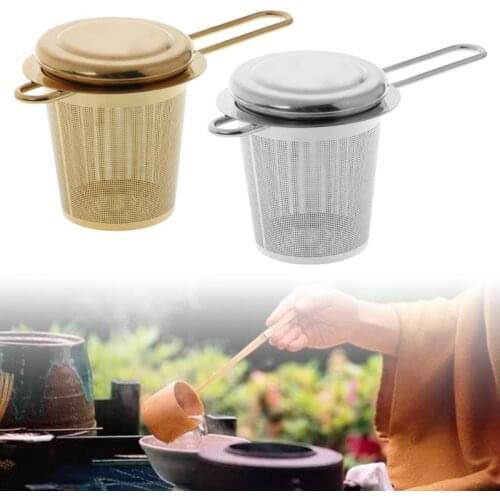 1 Pc Reusable Mesh Tea Infuser Stainless Steel Strainer Loose Leaf Teapot Spice Filter With Lid Cups Kitchen Tool Accessories
