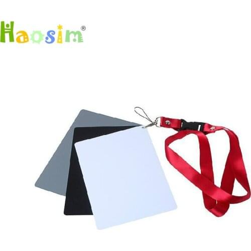 10pcs/lot 3 in 1 Pocket-Size Digital Camera 18% White Black Grey Balance Cards with Neck Strap for Digital Photography