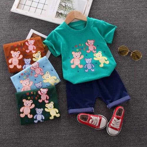 2021 Summer Fashion Baby Boys/Girls Clothes Sets Infant Casual Cartoon Cotton T-shirt+Shorts 2pcs Suits Toddler Childrens Wear