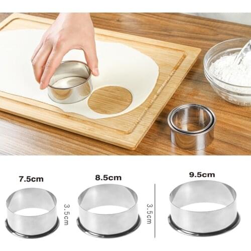 3 size Stainless Steel Round Dumplings Wrappers Molds Set Cutter Maker Tools Round Cookie Pastry Wrapper Dough Cutting Tools