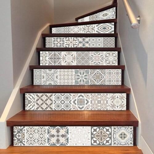 6pcs 3D Self Adhesive Wall Stairway Stickers PVC Mothproof Removable DIY Ceramic Tile Stairs Moistureproof Decor Stickers