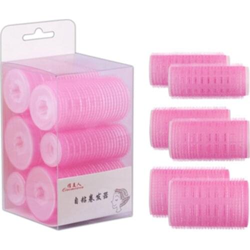 6pcs/pack Self Grip Hair Rollers Cling Mix Size Home Salon DIY Hair Styling Tools Hairdressing Hair Curlers