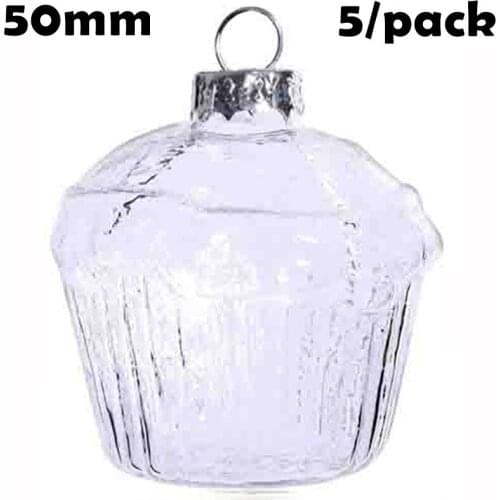 Promotion - DIY Paintable Transparent Clear Christmas Ornament Decoration 50*50mm Glass Cake, 5/Pack