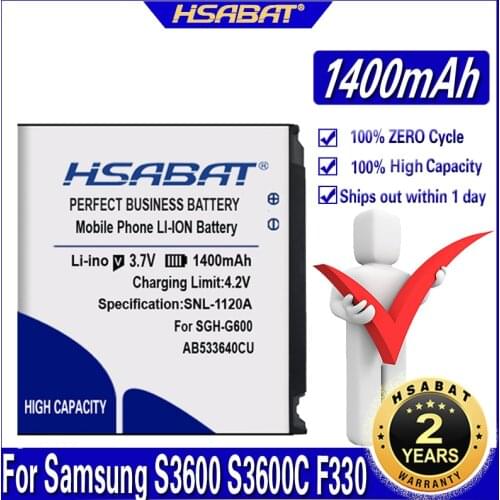HSABAT 1400mAh AB533640CU Battery for Samsung S3600 S3600C F330 F338 F490 G400 G600 J630 J638 C3110 G500 F469 F268 G608 S3600i