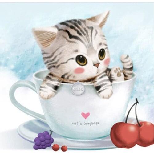 DOHAWIZS Cat Full Square Mosaic Resin Diamond Embroidery Diamond Painting 5D Cartoon animal Cross Stitch Childrens craft Gift