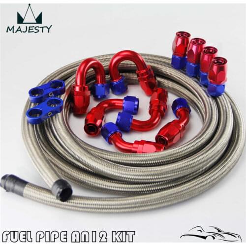 AN-12 STEELNESS / STEEL NBRAIDED AN12 STAINLESS OIL / fuel line/hose + 12AN Fitting 12-AN Hose End Adaptor KIT SLIVER