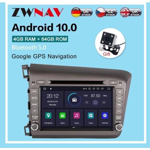 Android 10.0 4+64G Car Radio GPS Navigation for Honda Civic 2012-2015car Multimedia Player Radio video stereo head unit dsp wifi