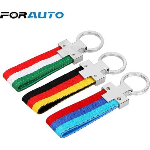 FORAUTO Metal and Cloth Car Key Ring Italy Germany Flag Car Accessories Gift For Friend Outdoor Sport Styling Universal Keychain