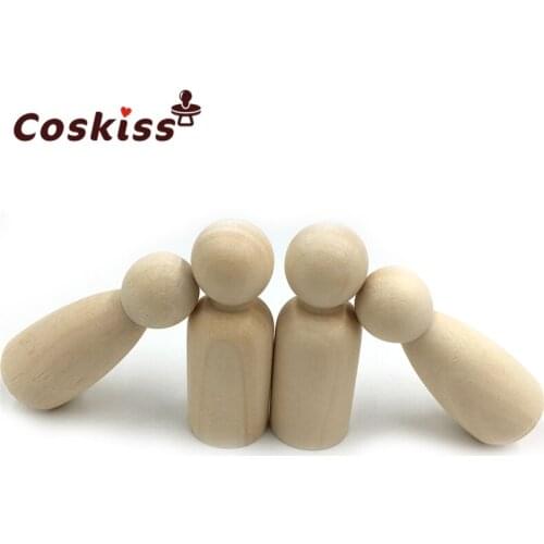 Wooden Peg Dolls 6.5cm 10pcs(man/woman)Large Solid Hardwood Natural Unfinished Turnings-Paint/Stain/DIY-Waldorf Wooden People