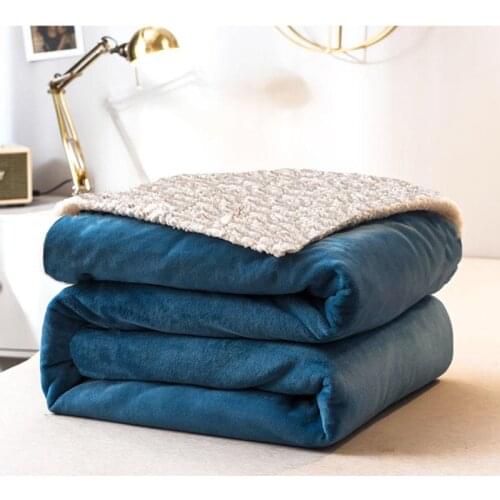 Double Sided Blanket Lambswool Duvet Cover Solid Color Carpet Coral Velvet Bed Cover Thicken Double Bedding Home Quilt Cover