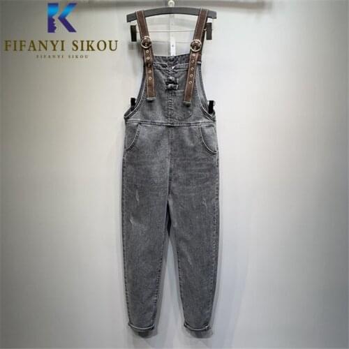 Denim Overalls Women High Waist Rompers Fashion Jeans Suspenders Long Trousers Female Loose Plus Size Denim Jumpsuit 2020 New