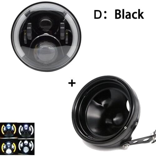 7Inch Round Led Motorcycle Headlight DOT SAE E9 60W Moto Halo HeadlampHeadlamp with 7" housing bucket mount Headlight Shells