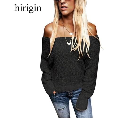Hirigin Fall 2020 Fashion Sweater Korean Off Shoulder Knitting Womens Sweaters Long Sleeve Tops Sexy Pullovers high quality