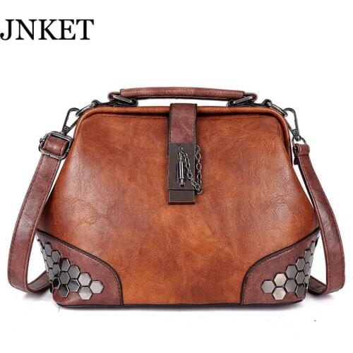 JNKET New Retro Women PU Leather Shoulder Bags Handbag Casual Crossbody Bags