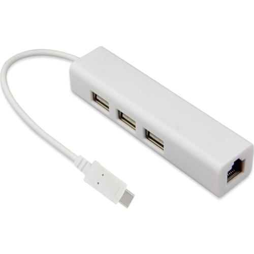 USB 3.1 Type C USB-C Multiple 3 Ports Hub with Ethernet Network LAN Adapter for Mac book & Chromebook