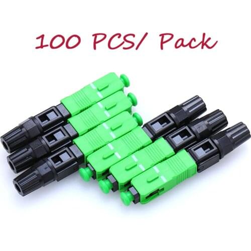 100PCS SC APC Fast Connector Embedded Connector FTTH Tool Cold Fiber Fast Connector SC Fiber Optic Connector