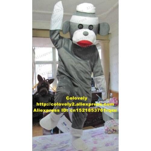 Sock Monkey Mascot Costume Adult Cartoon Character Outfit Suit Company Celebration Upmarket Upscale zz6665