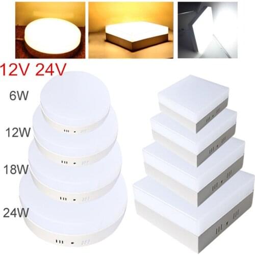 AC/DC 12V 24V 6W 12W 18W 24W Square LED Panel Light Surface Mounted LED Ceiling Down Light indoor Lighting Lamp
