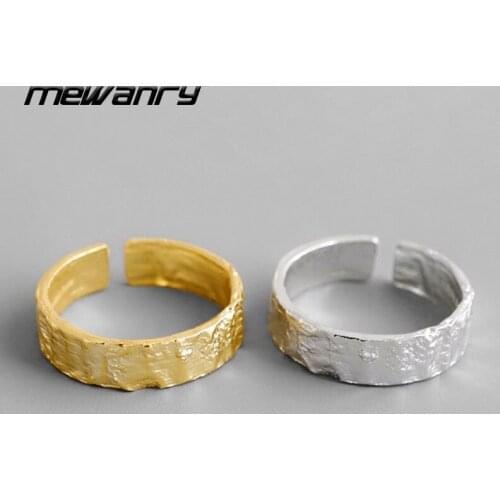 Mewanry 925 Sterling Silver Irregular Tin Foil Paper Couples Rings Fashion Simple Design Party Jewelry Birthday Gifts for Women