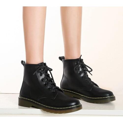 Fashion Lace Up Мартин сапоги Women Comfort Square Heel Ankle Boots Ladies Round Toe Platform Autumn Winter Shoes Woman 33-43