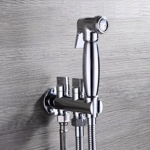 Portable High Pressure Handheld Toilet Bathroom Solid Brass Women Bidet Shower Head Sprayer Chrome Finish Bidet Head torneira